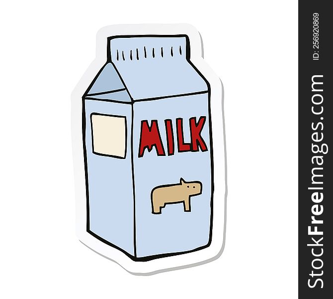 Sticker Of A Cartoon Milk Carton