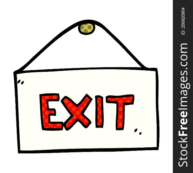 Cartoon Doodle Exit Sign