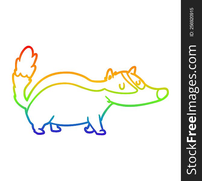 Rainbow Gradient Line Drawing Cartoon Badger