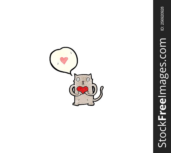 Cartoon Cat With Love Heart