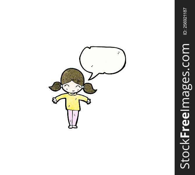 Friendly Girl With Speech Bubble Cartoon