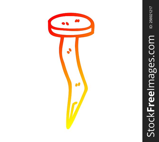 warm gradient line drawing of a cartoon brass nail