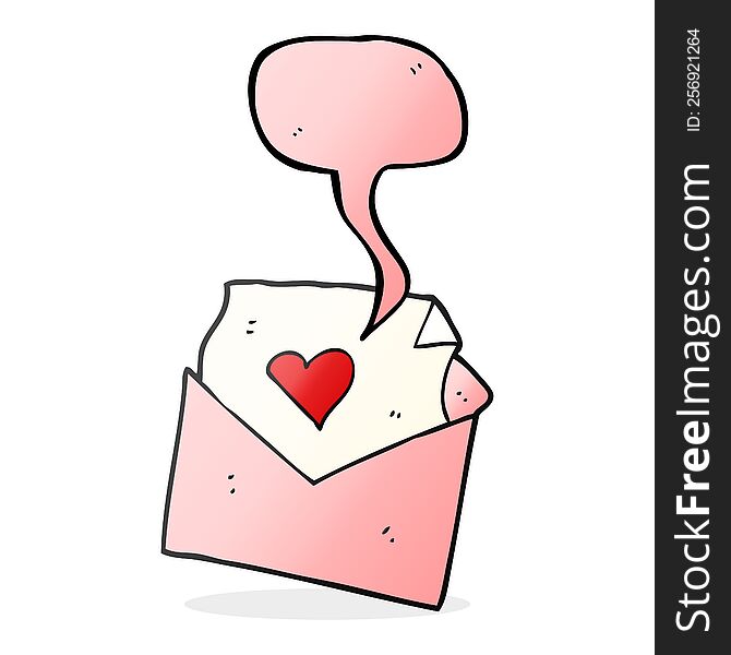 freehand drawn speech bubble cartoon love letter