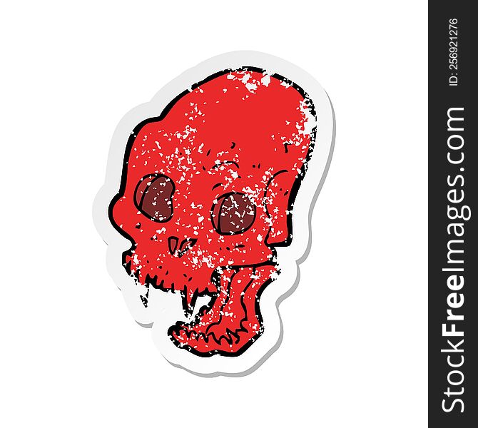 Retro Distressed Sticker Of A Cartoon Spooky Vampire Skull