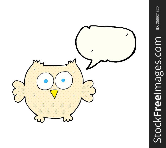 Comic Book Speech Bubble Cartoon Happy Owl