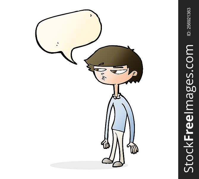 Cartoon Suspicious Boy With Speech Bubble