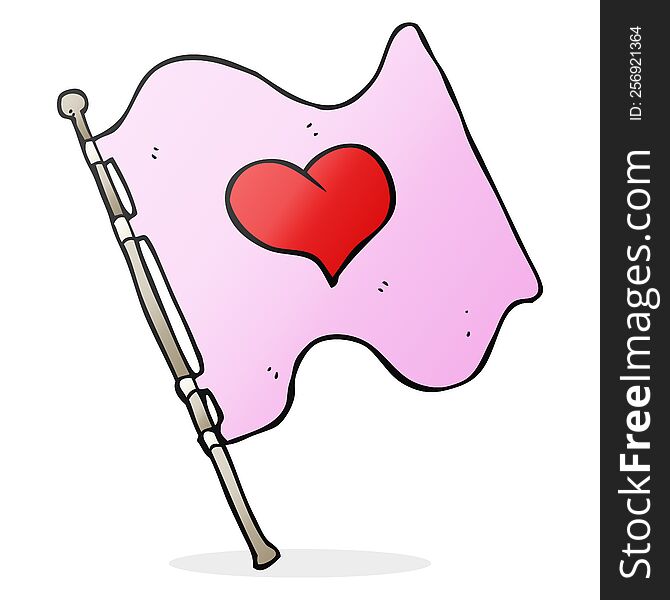 freehand drawn cartoon love heart flag