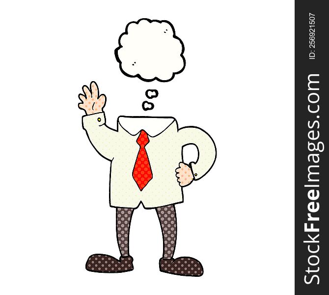 Thought Bubble Cartoon Headless Businessman