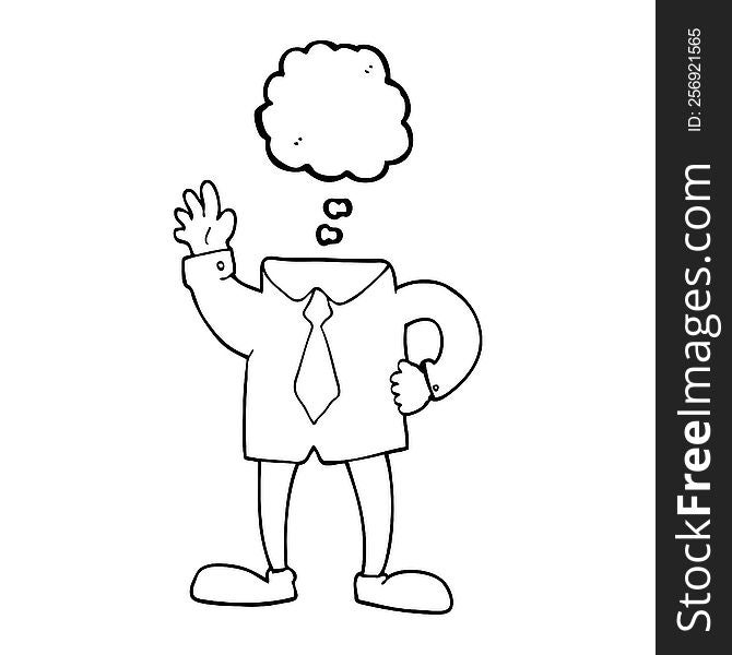 freehand drawn thought bubble cartoon headless businessman