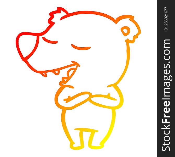 Warm Gradient Line Drawing Cartoon Polar Bear