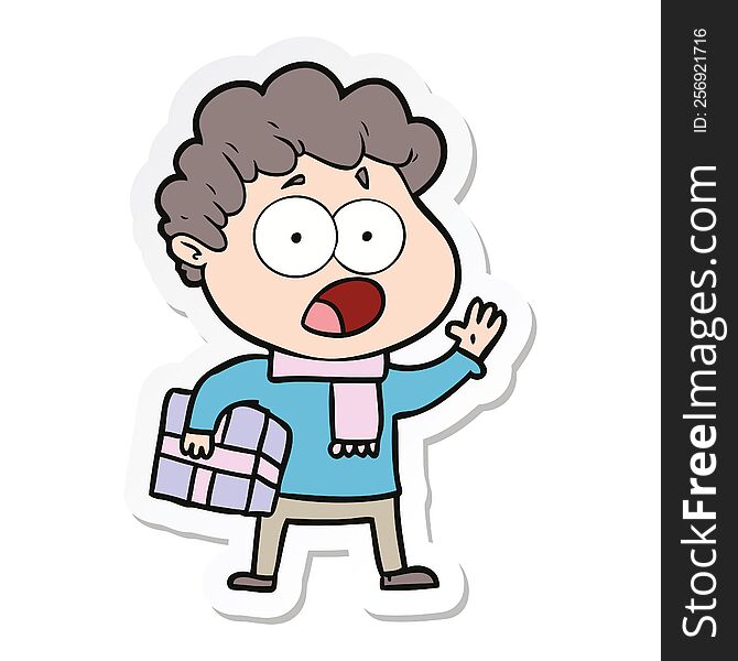 sticker of a cartoon man gasping in surprise