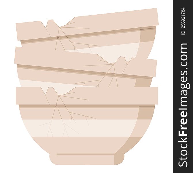 stack of cracked old bowls graphic icon