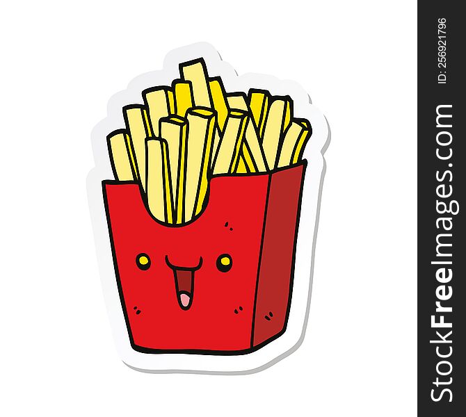 Sticker Of A Cute Cartoon Box Of Fries