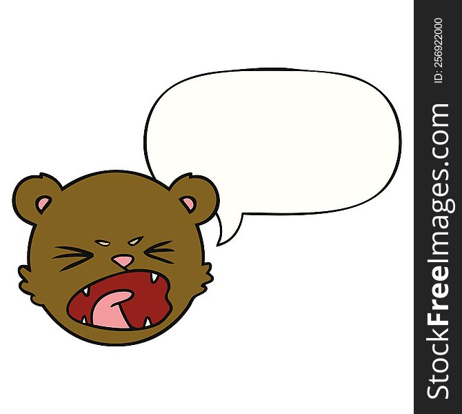 cute cartoon teddy bear face and speech bubble