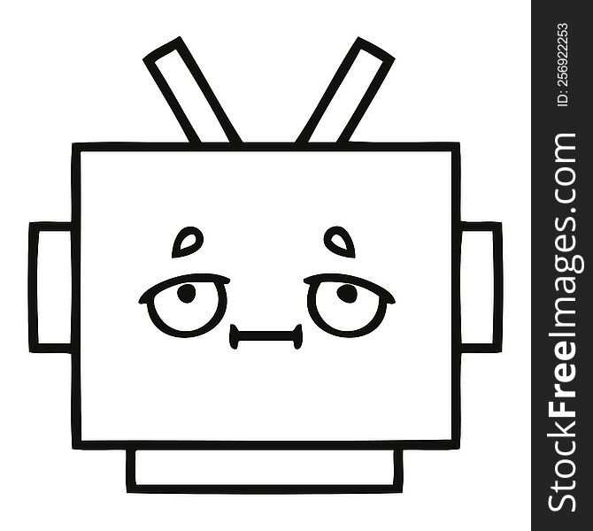 Line Drawing Cartoon Robot Head
