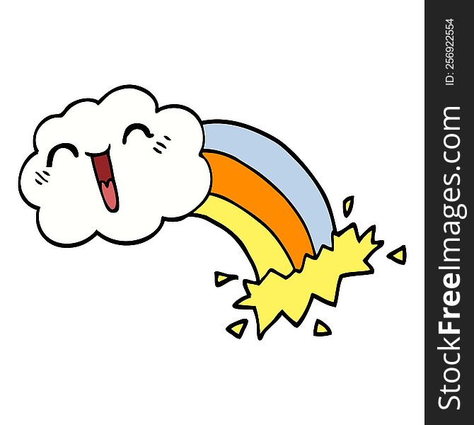 cartoon doodle happy cloud and rainbow