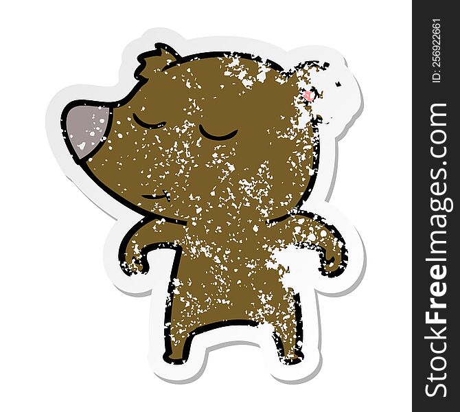 Distressed Sticker Of A Happy Cartoon Bear