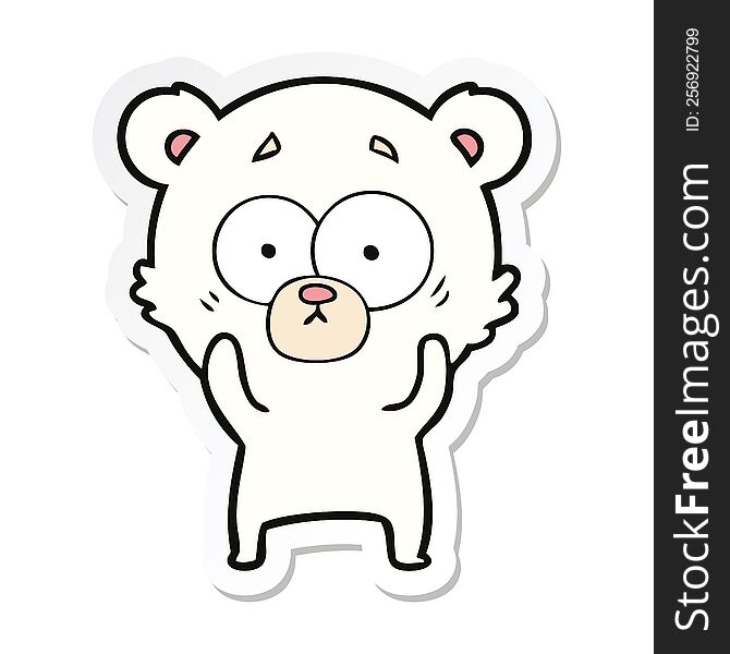 sticker of a surprised polar bear cartoon