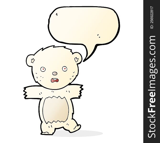 Cartoon Shocked Polar Bear Cub With Speech Bubble