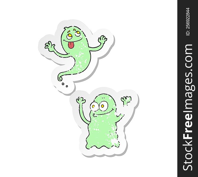 Retro Distressed Sticker Of A Cartoon Ghosts