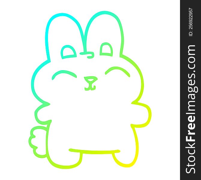 Cold Gradient Line Drawing Cartoon Grey Rabbit