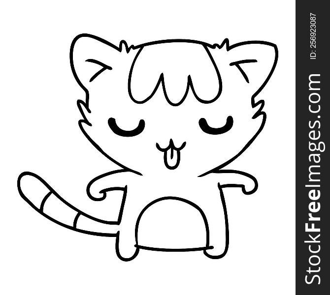 Line Drawing Of A Kawaii Cute Racoon