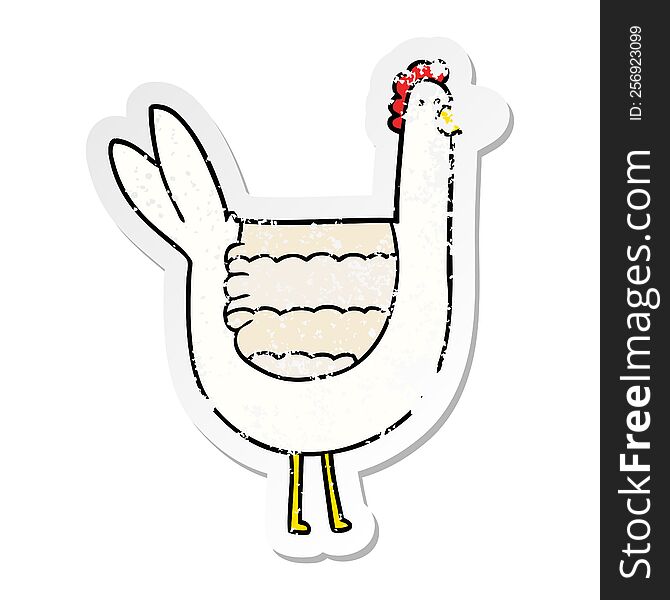 Distressed Sticker Of A Cartoon Chicken