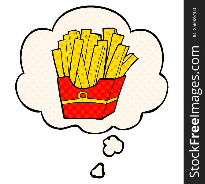 Cartoon Fries And Thought Bubble In Comic Book Style