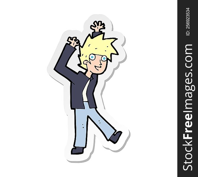 Sticker Of A Cartoon Excited Boy
