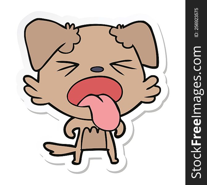 sticker of a cartoon disgusted dog