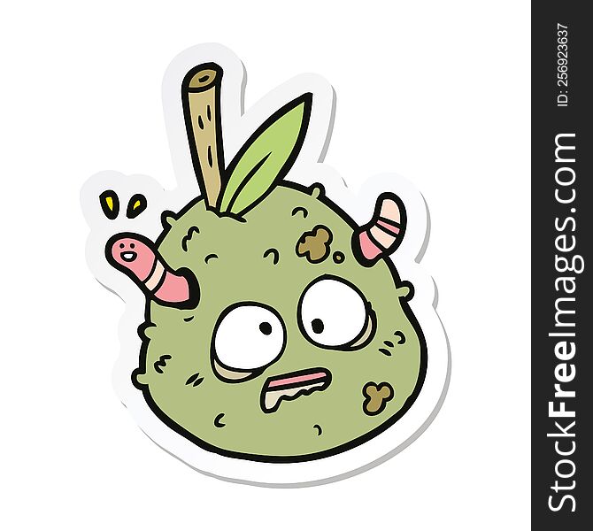 sticker of a cartoon old pear