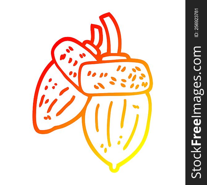 warm gradient line drawing of a cartoon acorn