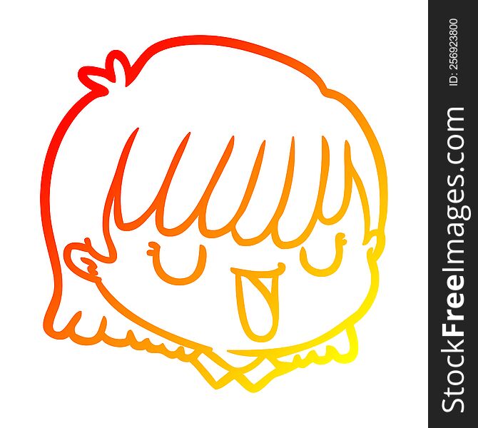 warm gradient line drawing of a cartoon female face