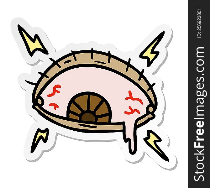 Sticker Cartoon Doodle Of An Enraged Eye