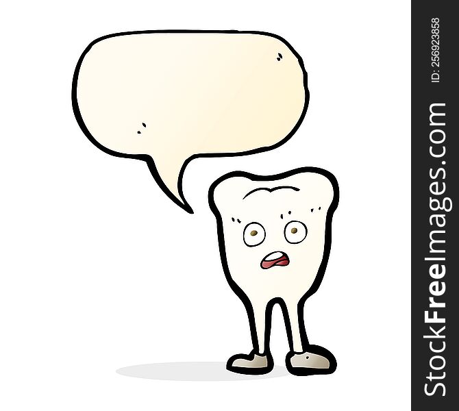 cartoon yellowing  tooth with speech bubble
