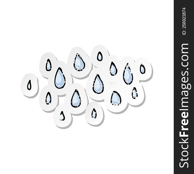 Retro Distressed Sticker Of A Cartoon Raindrops