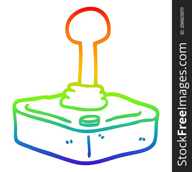 rainbow gradient line drawing of a cartoon joystick