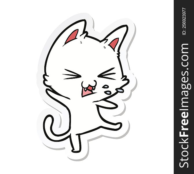 sticker of a cartoon cat throwing a tantrum