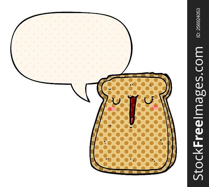 cartoon toast with speech bubble in comic book style