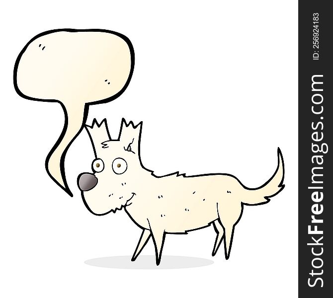 cartoon cute little dog with speech bubble