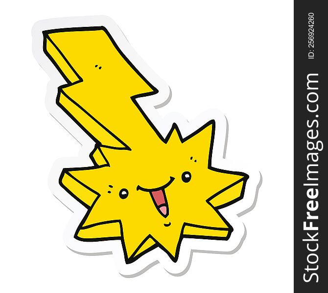 Sticker Of A Cartoon Lightning Strike