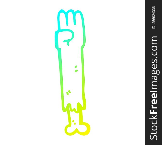 cold gradient line drawing of a cartoon zombie arm