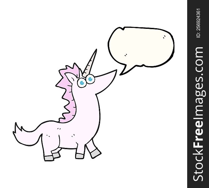 freehand drawn speech bubble cartoon unicorn