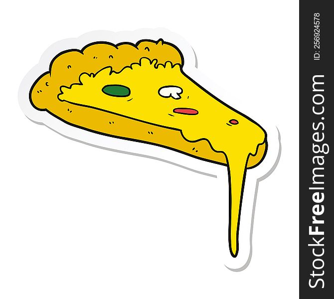 sticker of a cartoon slice of pizza