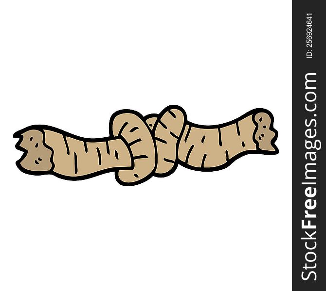 hand drawn doodle style cartoon tied rope