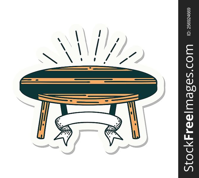 Sticker Of Tattoo Style Wood Table