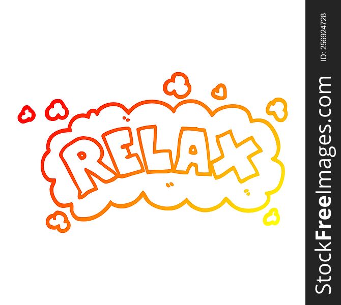 warm gradient line drawing of a cartoon relax symbol