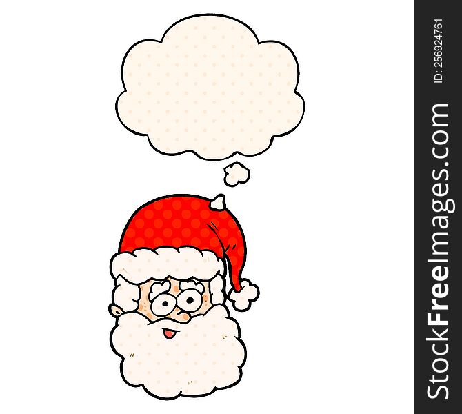 Cartoon Santa Claus And Thought Bubble In Comic Book Style