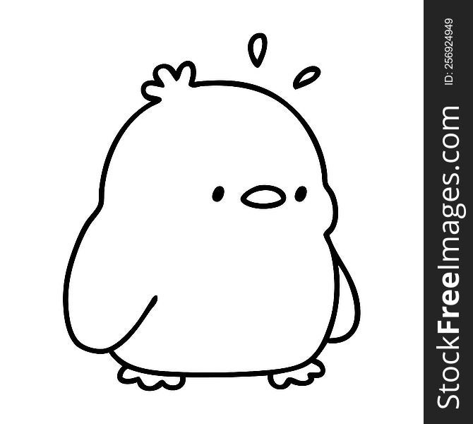 line doodle of a cute baby bird