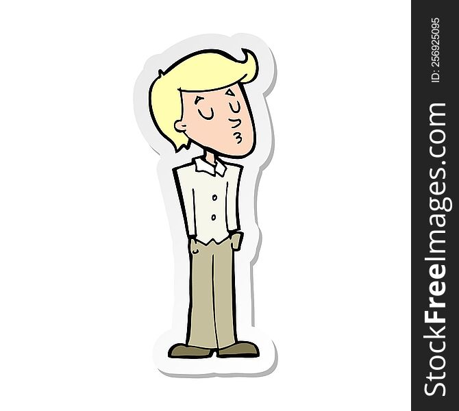 Sticker Of A Cartoon Calm Man